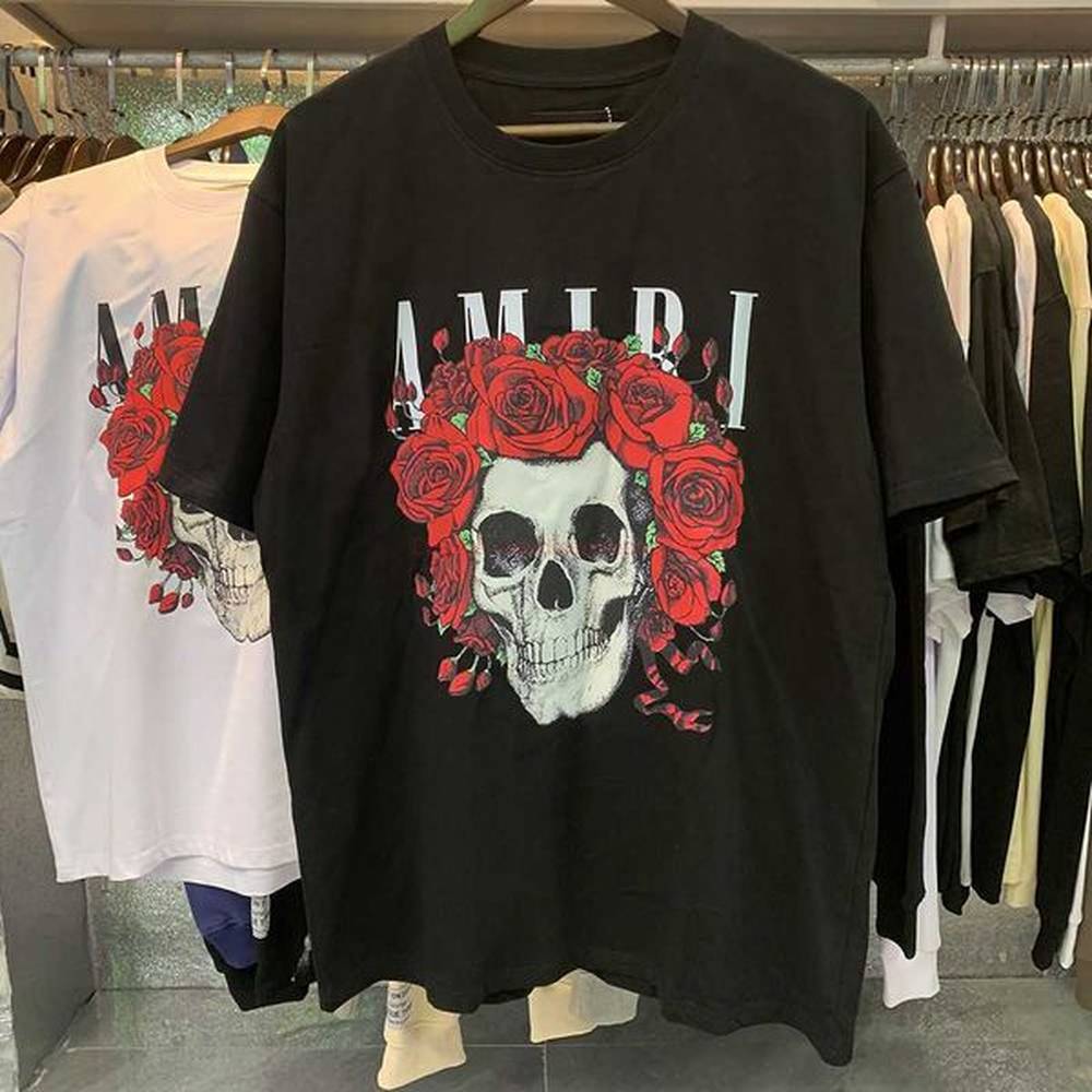 Designer Fashion Clothing Amires Tees Am Tshirt Amies 100 Pure Cotton Short Sleeved Tshirt for Men Loose Trendy Versatile Handsome Ins Top f