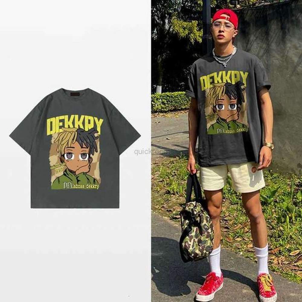 Designer Fashion Clothing Hip hop Tees Rock Tshirts American Style Pure Cotton Mens Tshirt Short Sleeved Ins Trendy and Versatile Handsome O
