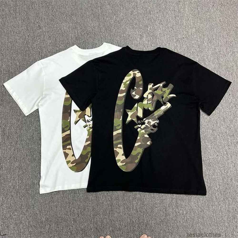 Designer Fashion clothing Luxury Tees TShirts Corteizes Demon Isl New Camouflage Pistol Letter Print Short Sleeve Street Fashion Br Loose Me