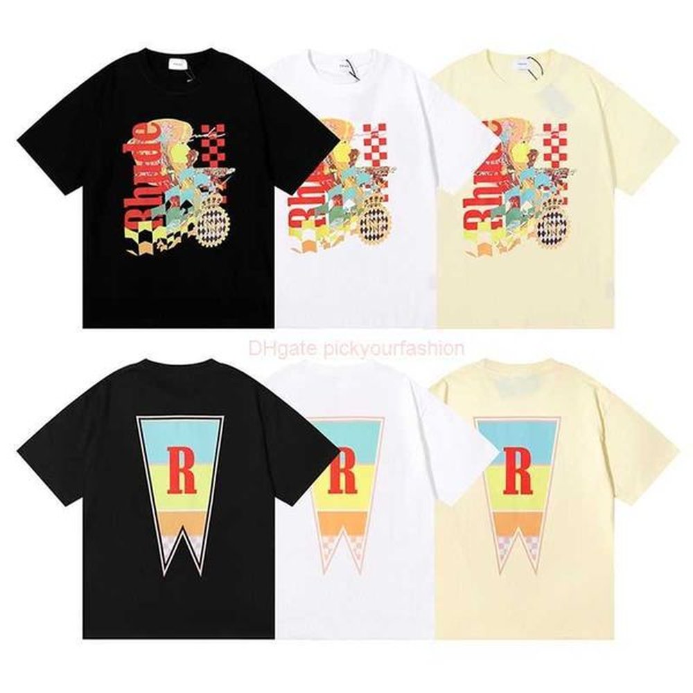 Designer Fashion Clothing Tees Tshirt Rhude American High Street Fashion Brand Fun Pattern Letter Print Mens Womens High Street Short Sleeve