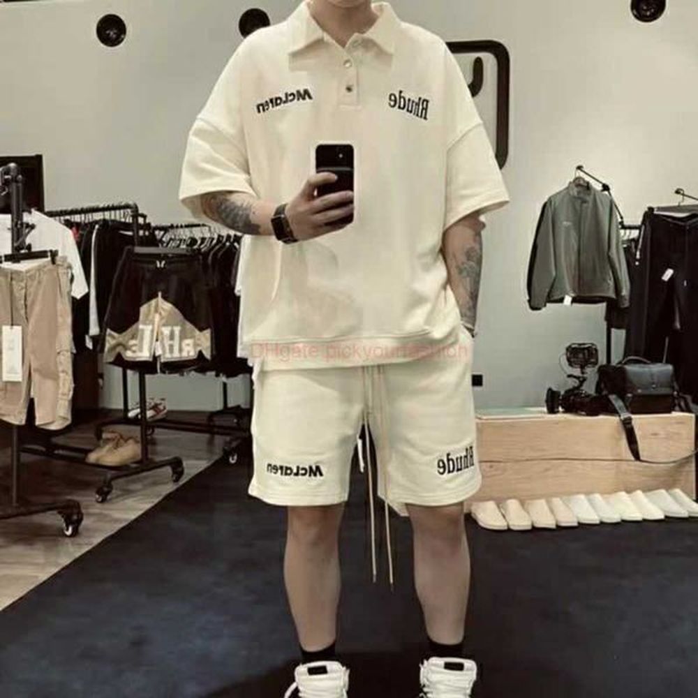 Designer Fashion Clothing Tees Tshirt Rhude x Mclaren Co Branded American Fashion Alphabet Embroidery Sports Casual Mens Womens Short Sleeve