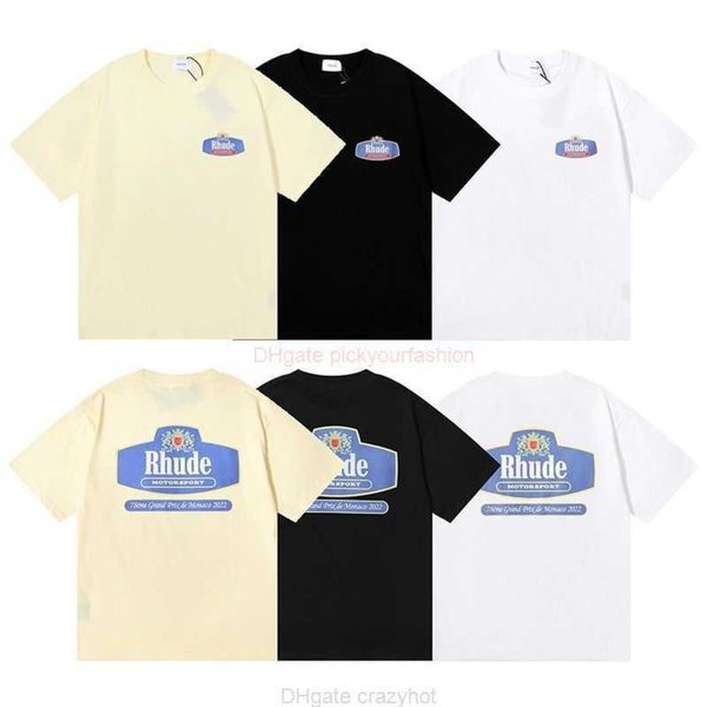 Designer Fashion Clothing Tees Tshirt Small Fashion Rhude Letter Print Round Neck Short Sleeve Street Loose Relaxed Couple Tshirt Summer Cot