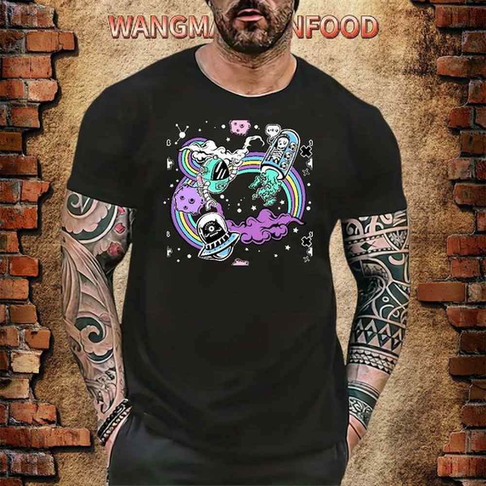 Designer Fashion T shirt ET Clothes 230g Pure Cotton Hip Hop Street TOP Quality Anime Print Crew Neck Breathable Tshirt for Man Woman