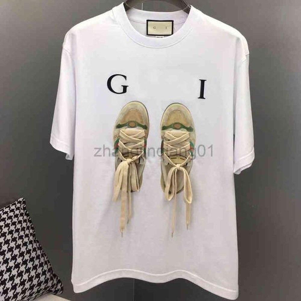 Designer GG T Shirt Vintage Oversized Luxe Fashion Spring Summer New Pure Cotton Dirty Shoes Pattern Ancient Home Elace Loose Large Men'