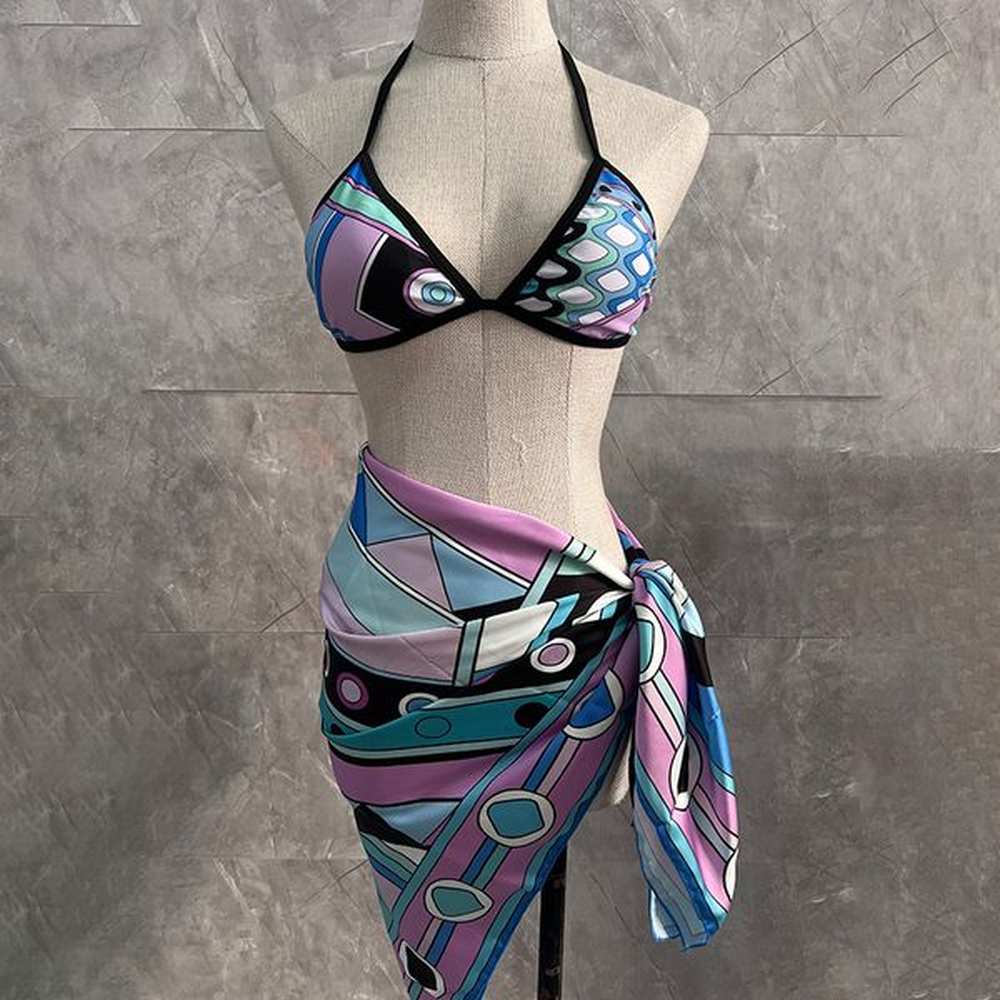 designer halter sling bikini sexy padded bra skirt piece