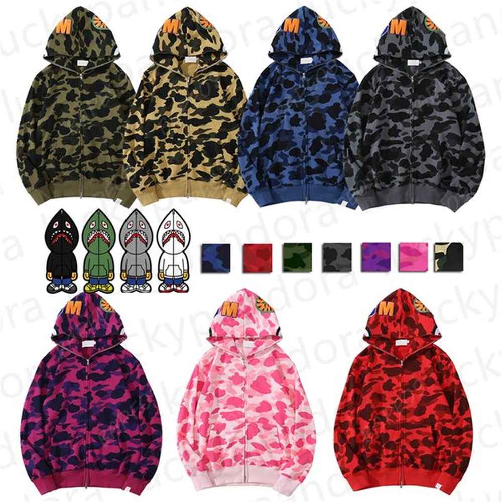 Designer hoodie mens hoodies luxury designer Full Zip Up shark hoodie Print Jacket Hoody Hooded Sweatshirt hoodie Hip Hop Fashion Hooded men