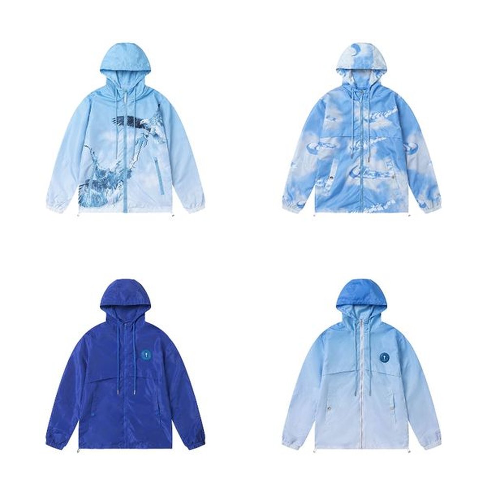 designer jacket designe rmens jacket gradient long sleeve men women trend sun Protection Fall Thin Hooded Jacket Sports Outdoor Trench Coat