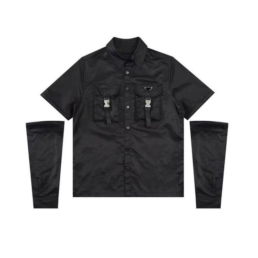 Designer jacket men shirt coats Two piece polo jacket with single breasted sleeves detachable cardigan coat loose stand up collar withStripe