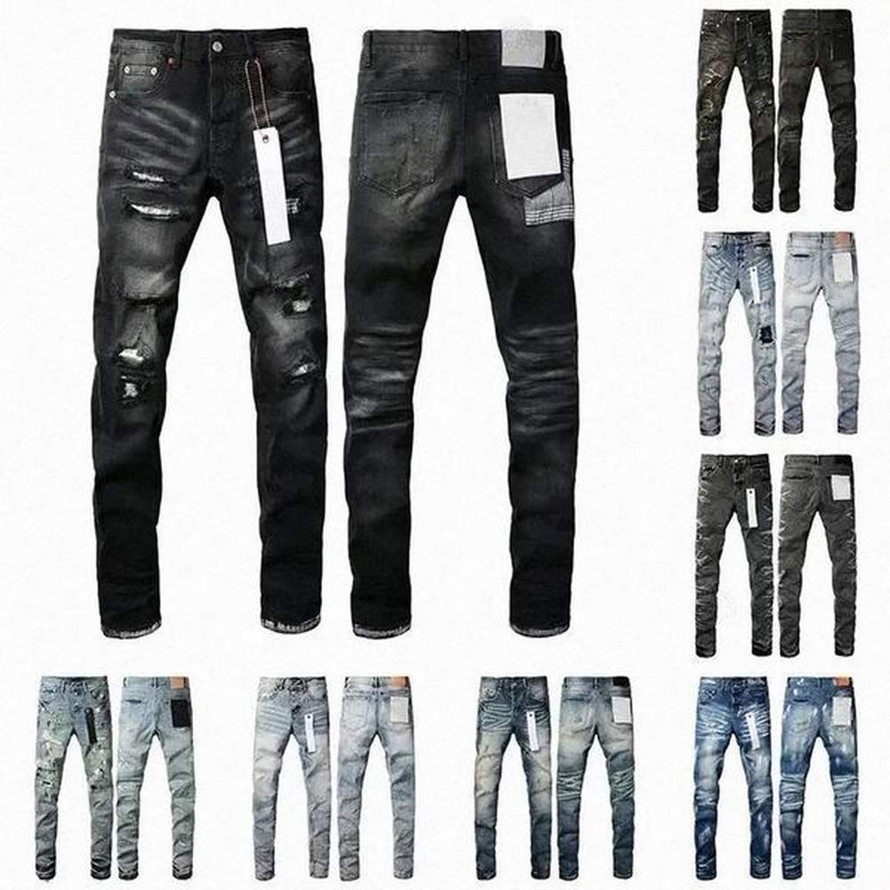 Designer Jeans Brand Denim Mens Ripped Motorcycle Trousers Designers Denims Fashion Slim Fit Jeans Men Man Black High-end Quality Rock Hip H