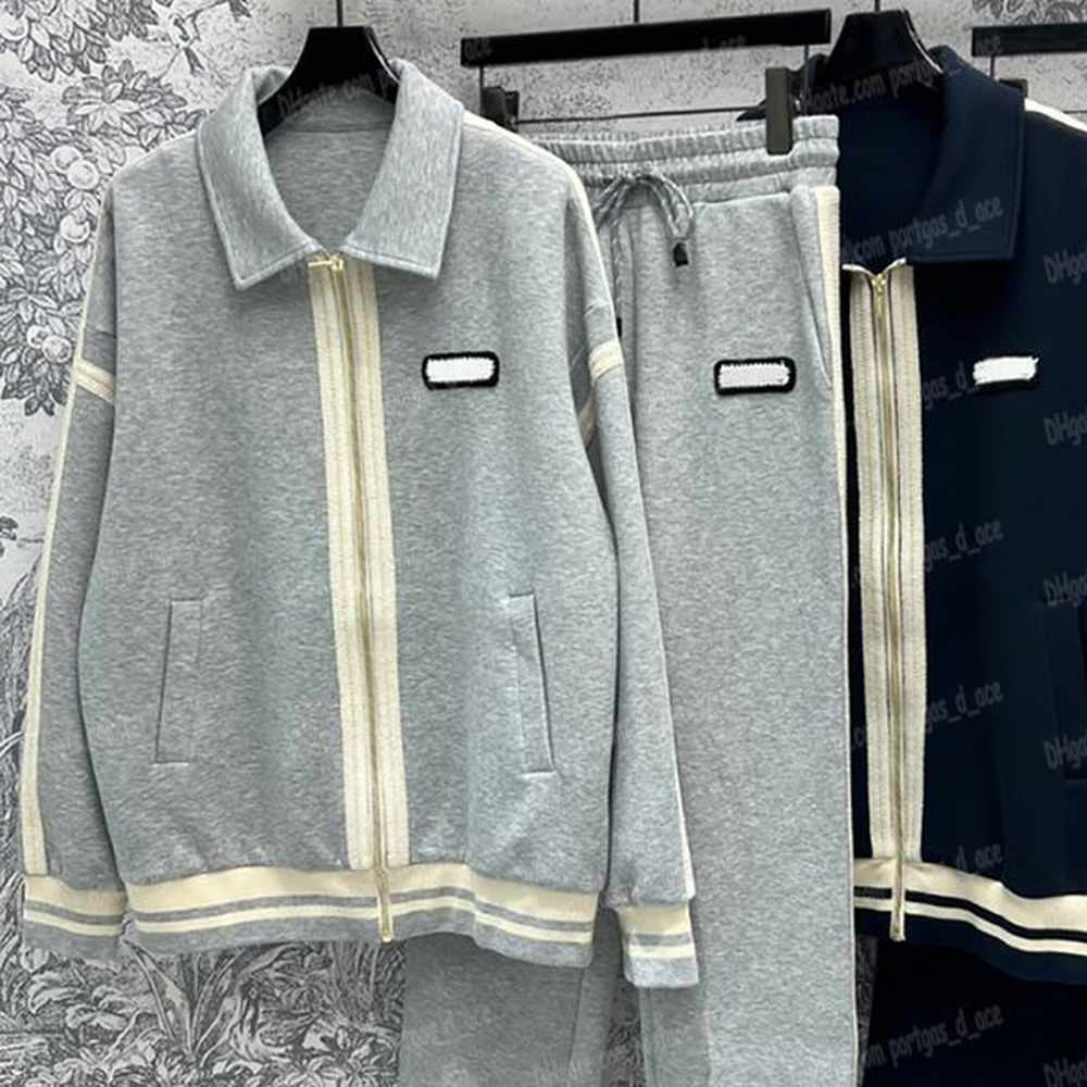 designer lapel womens jacket trousers tracksuit contrast color jackets elastic