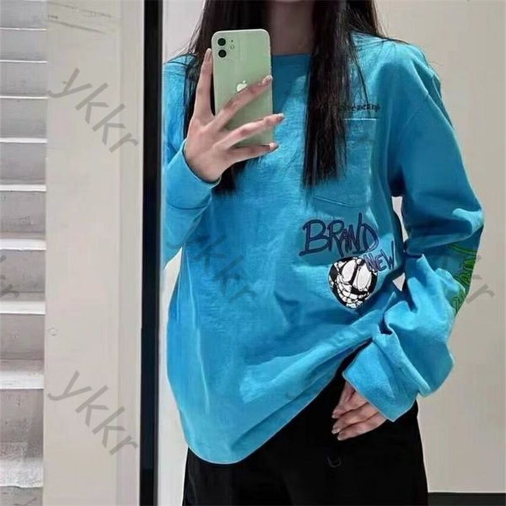 Designer Long Sleeve T Shirts Men Women Letter Printed Tshirts Fashion Spring Tops High StreetStyles Breathable T-shirts Blue