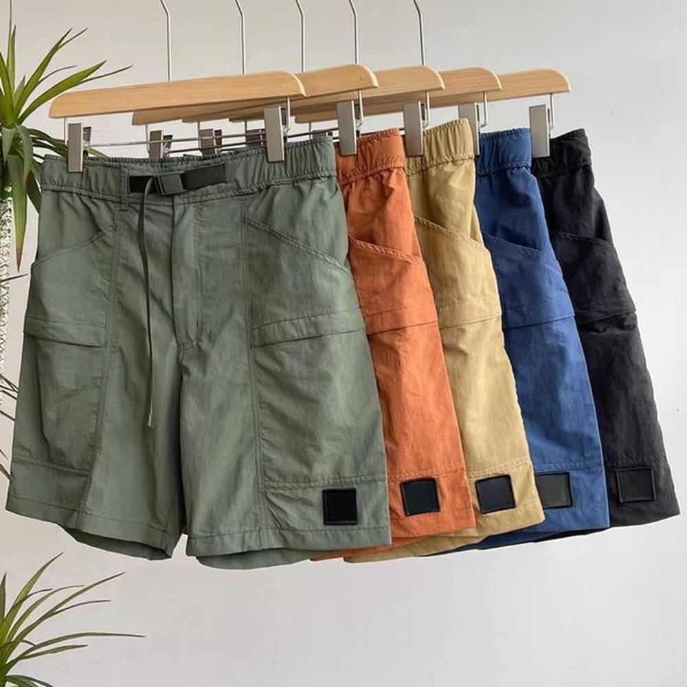 Designer mens casual knee-length cargo shorts fashion street tide beach shorts quick-dry big pocket work five-piece belt board short pants c