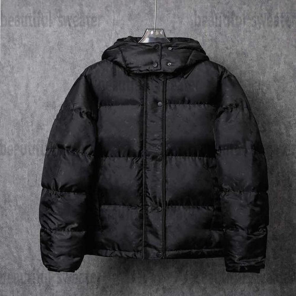 Designer men's down jacket L Vintage full print black dark print Presbyterian hooded windproof waterproof fabric men's and women&#
