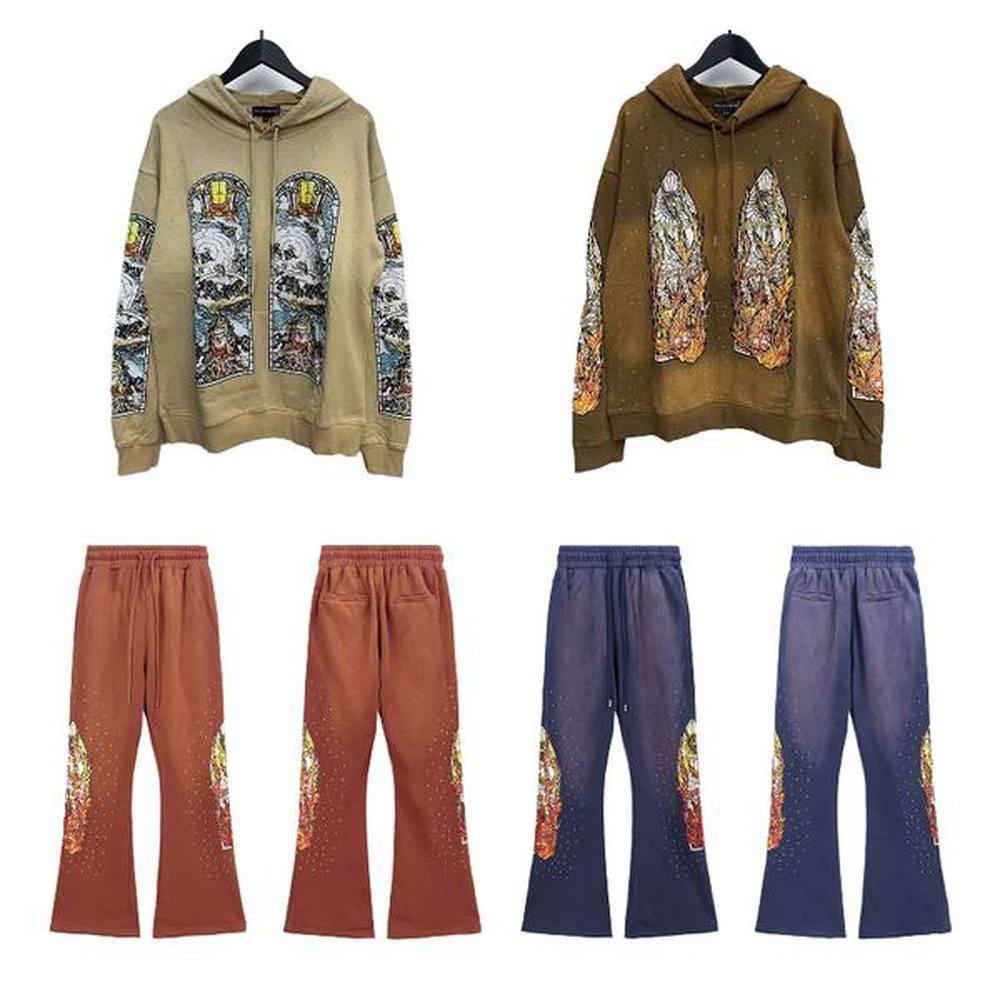 designer mens hoodie men sweatshirts hoodie top and pants set hoodie High Quality window flame Print casual pullover fashion jumper Hip hop