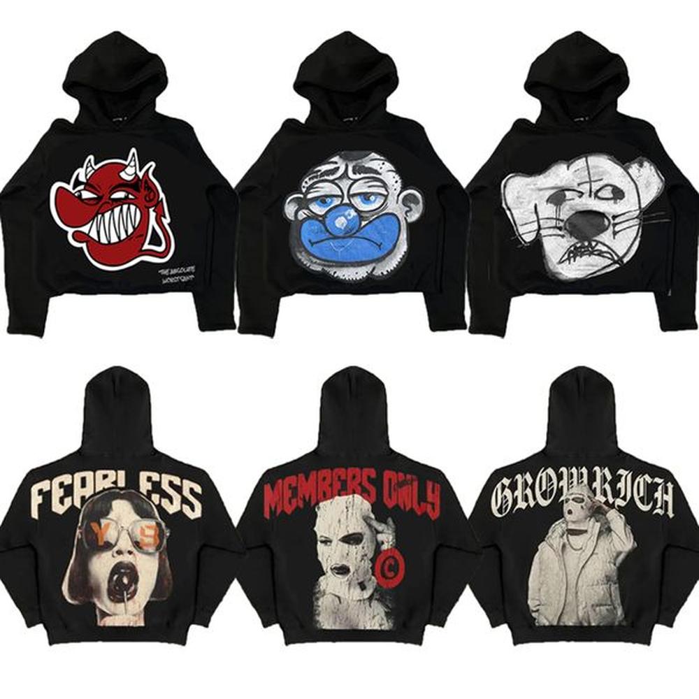 Designer Men's Hoodies Y2K Sweatshirt Harajuku Oversized Hoodie Hip Hop Cartoon Graphic Print Black Pullover Goth Men Women Fashion Cas