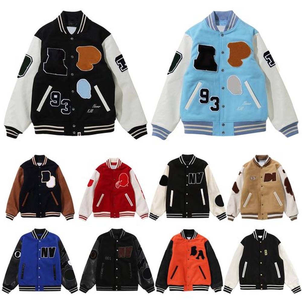 Designer Mens Jackets Baseball Coats Womens Fashion Autumn Winter Vintage Jacket Applique Embroidery Pattern Trench Coat Men Clothing Size M