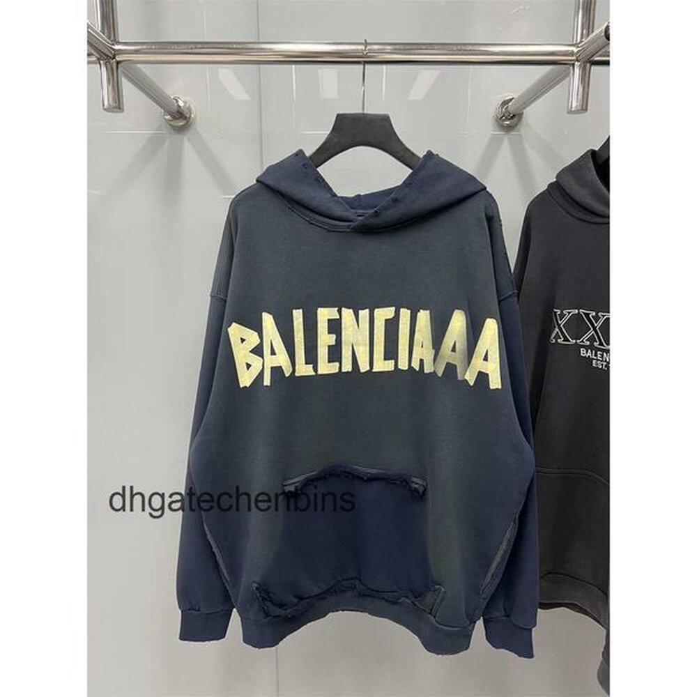 Designer Mens Men 24ss Sweaters Fashion Home Hoodies Ballencgas High Quality Hoodie Yellow Tape Printed Loose R2RJ