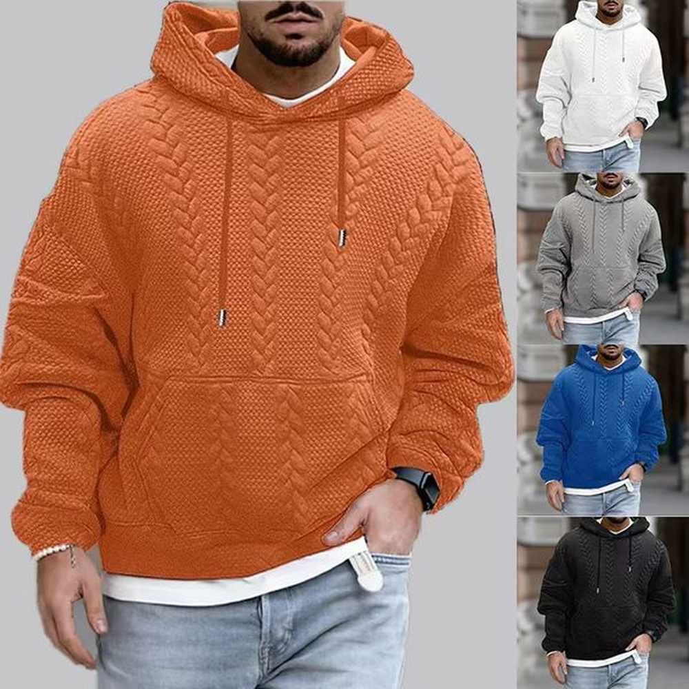 Designer men's plus-size jacket Jacquard hooded lace-up long-sleeved casual sweater Knitted men