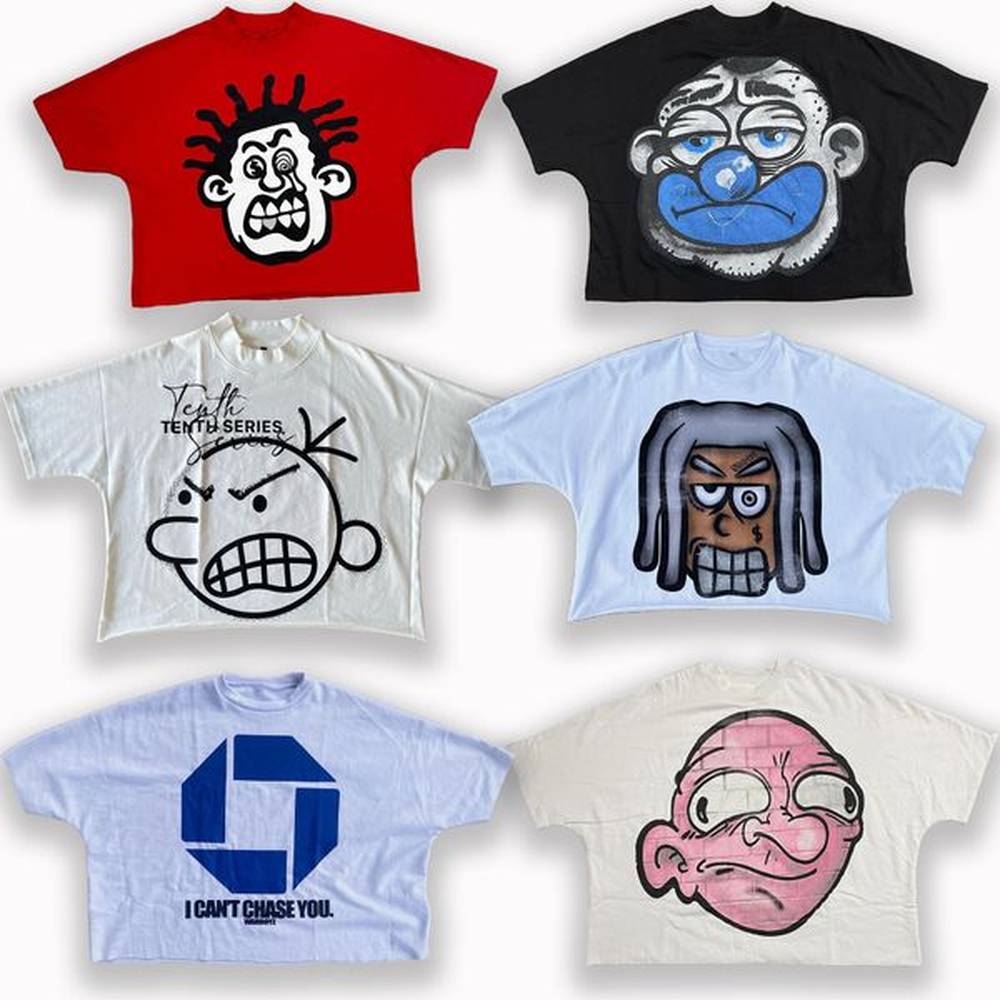 Designer Men's T Shirt Men's Women's Punk Hip Hop Style Pattern T Shirt Oversized Harajuku Loose Short Sleeve Blutosatire Box