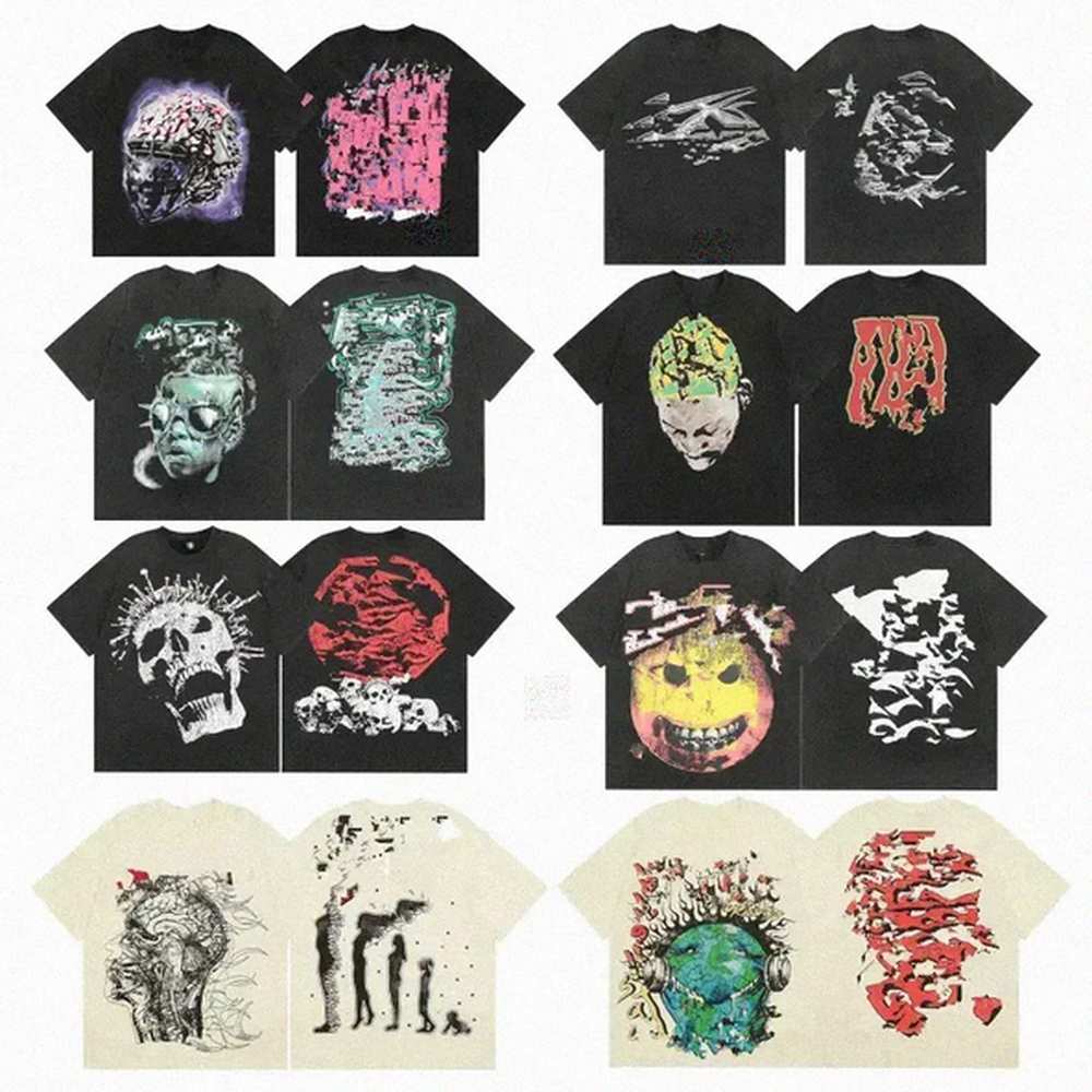 Designer Mens T shirts Vintage Wash Helles Start Shirts Hip Hop Fashion Tees Mens Womens Graphic High Quality Cotton Short Sleeve Oversized
