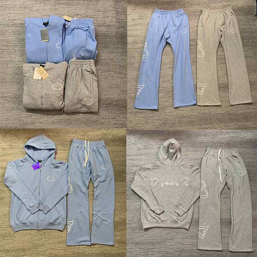 Designer Mens Tracksuit Letter Print Thickened Zip Hoodie Vintage Winter Sports Sweatshirt Drawstring Sweatpants Two Piece Set Women Streewe