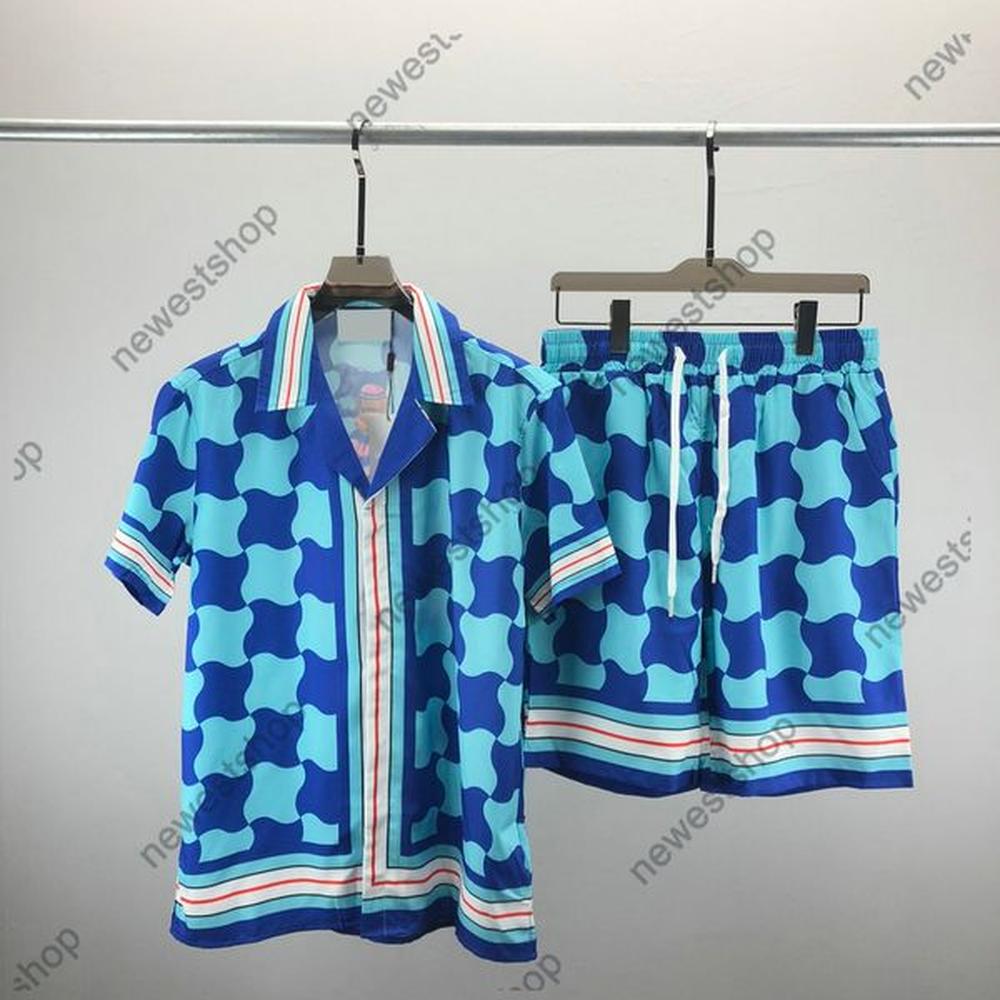designer Mens tracksuits men blue geometry printed sets womens tshirts luxury letter print shirts and shorts casual breeches cotton sports s
