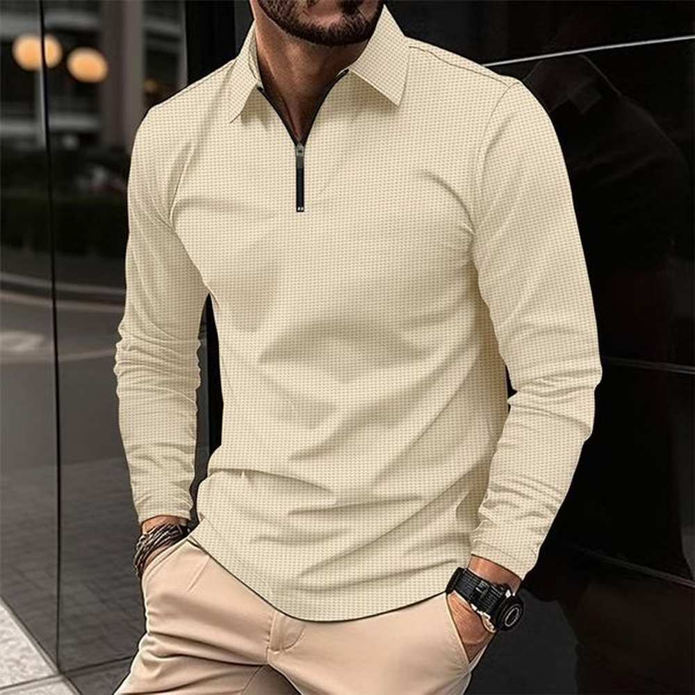 Designer mens T-shirt fashion mens zipper long sleeve POLO shirt mens T-shirt shirt