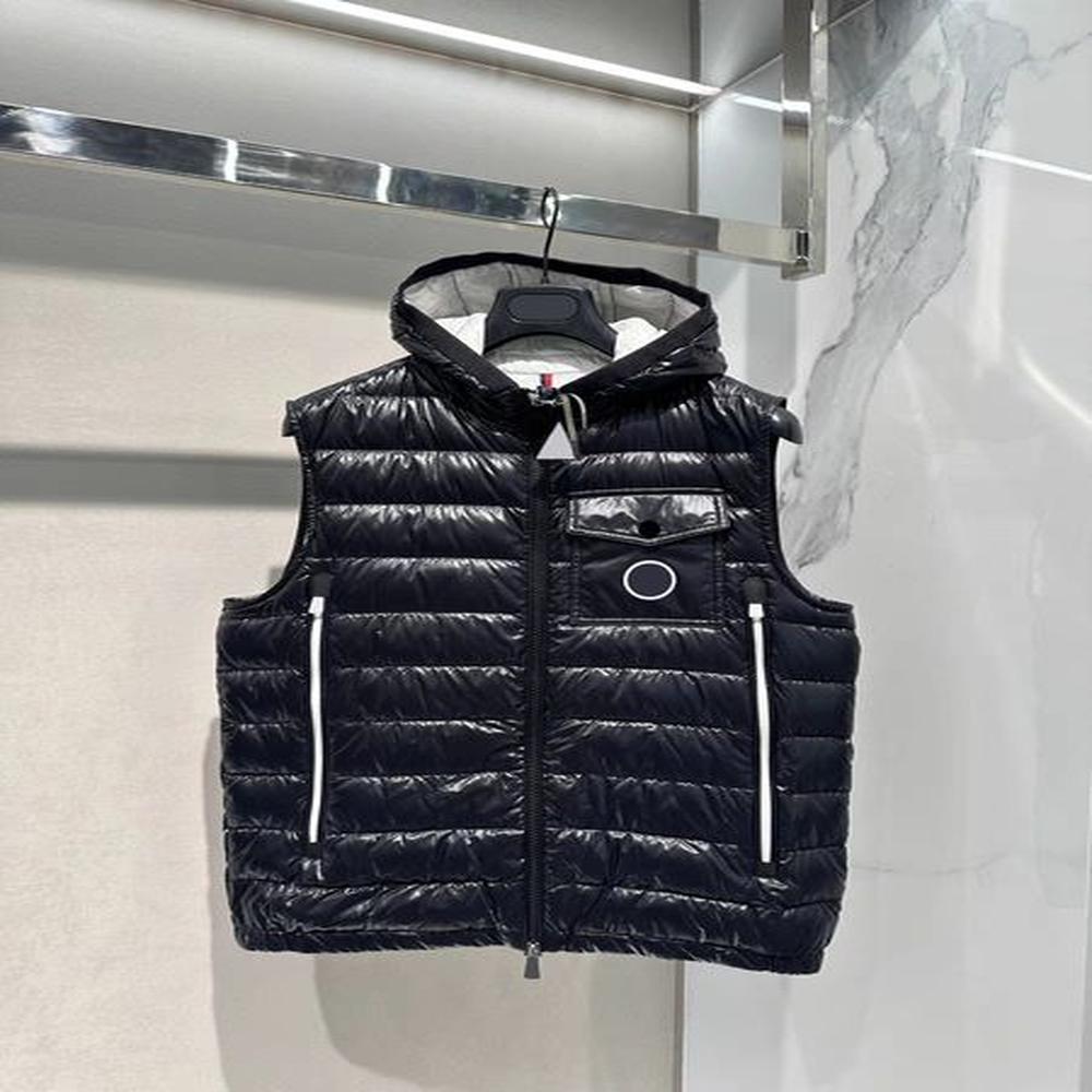 Designer Mens Womens Hooded Down Vest Coat Jacket - Embroidered Chest Badge Warm Puffer Jacket - France Brand Outerwear size 1-5