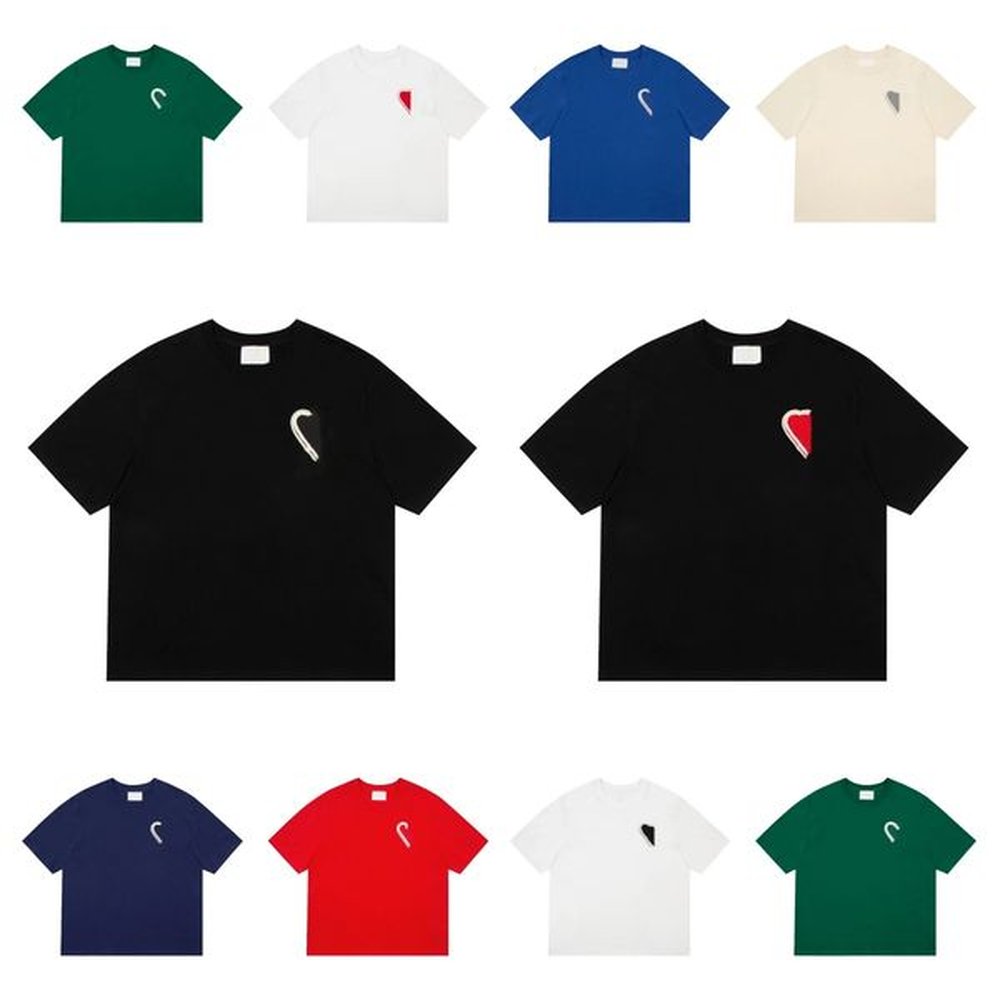 designer p polo Men Women Love letter T-shirt fashion embroidery couple short sleeve high street loose round neck tee red heart tops
