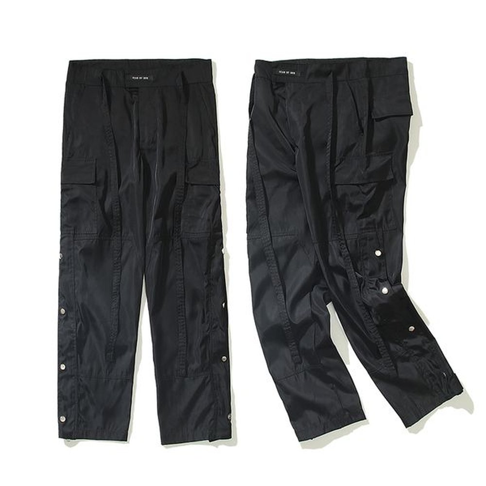 designer pants cargo pants drawstring pants casual pants street fashion pant streamers breasted nylon black pant quick drying pants multiple