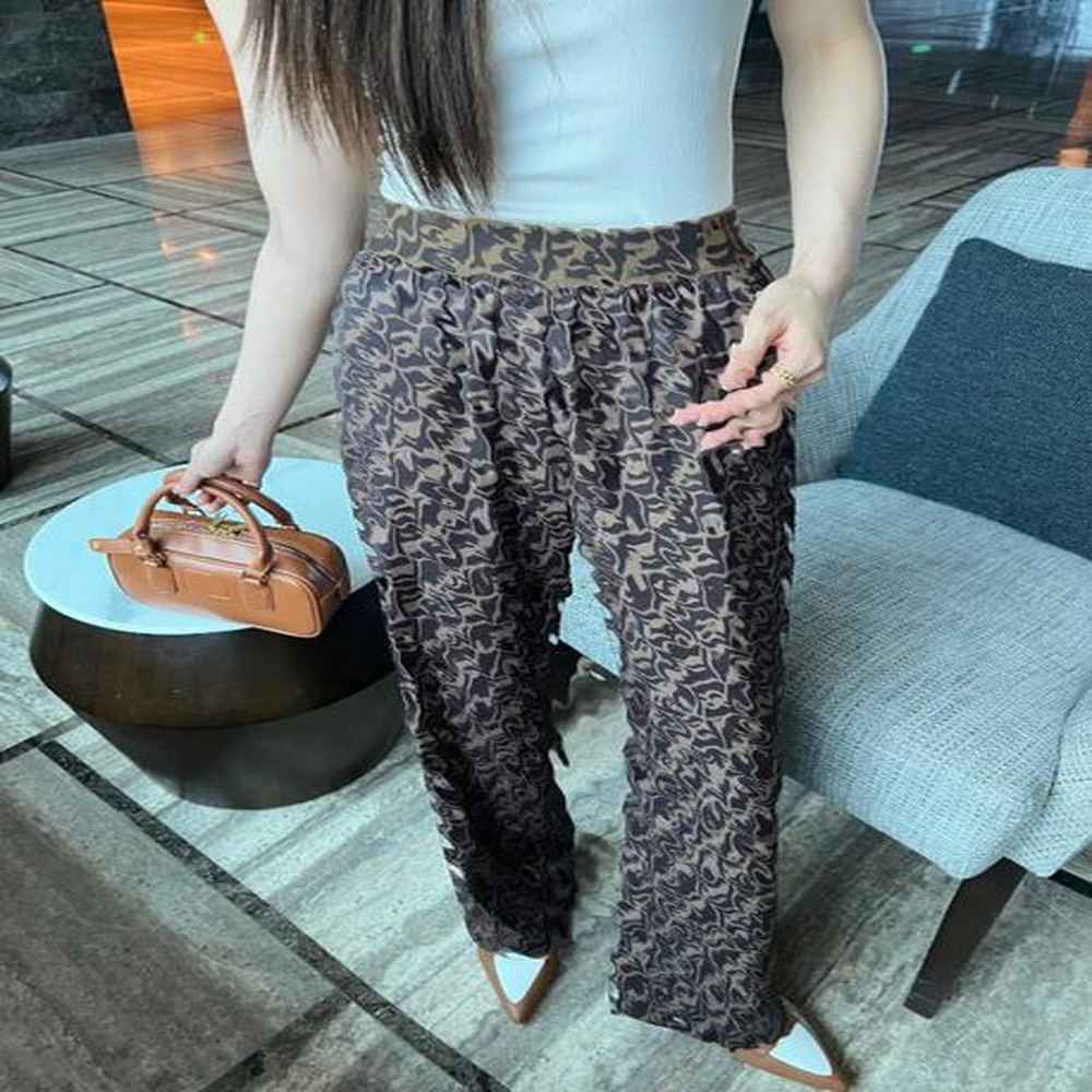 designer pants women brand classic fprint elastic waistband pants for