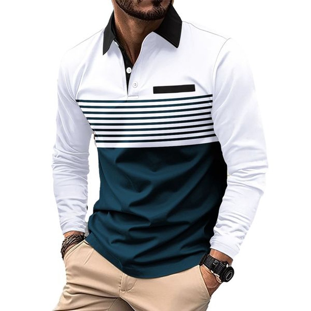 designer polo shirts for men long sleeve polo t-shirt striped polos shirt designer fashion camisa golf t shirt Clothing Casual Sportswear Po