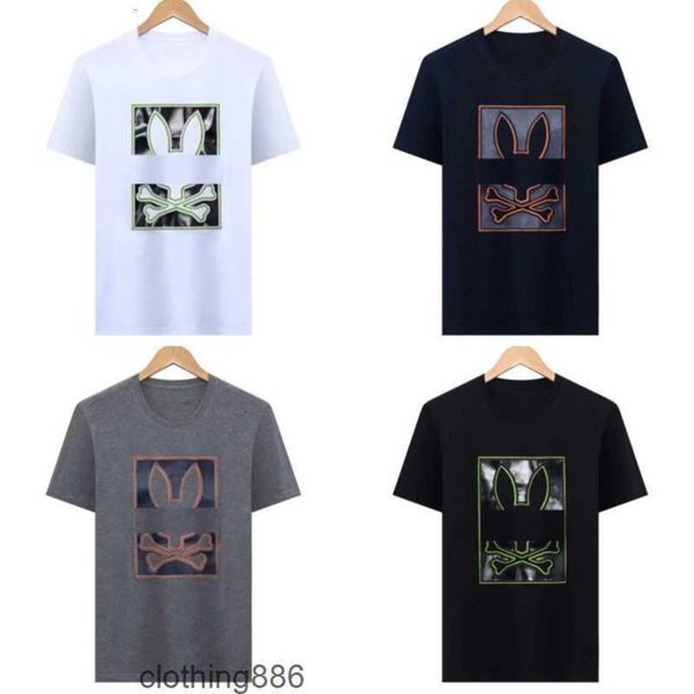 Designer Psyco Bunny Rabbit Men Casual t Shirt Shirts Business t Fashion Tees Summer Slim Skull Cotton Short Sleeve Psychological Dfw5