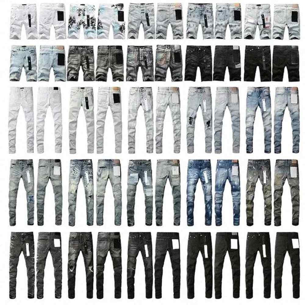 designer Purps Jeans Denim Trousers Mens jeans Designer Jeans Men Black Pants High-endtop luxe_aura yourself gifts Ripped Biker Jean Slim Fi