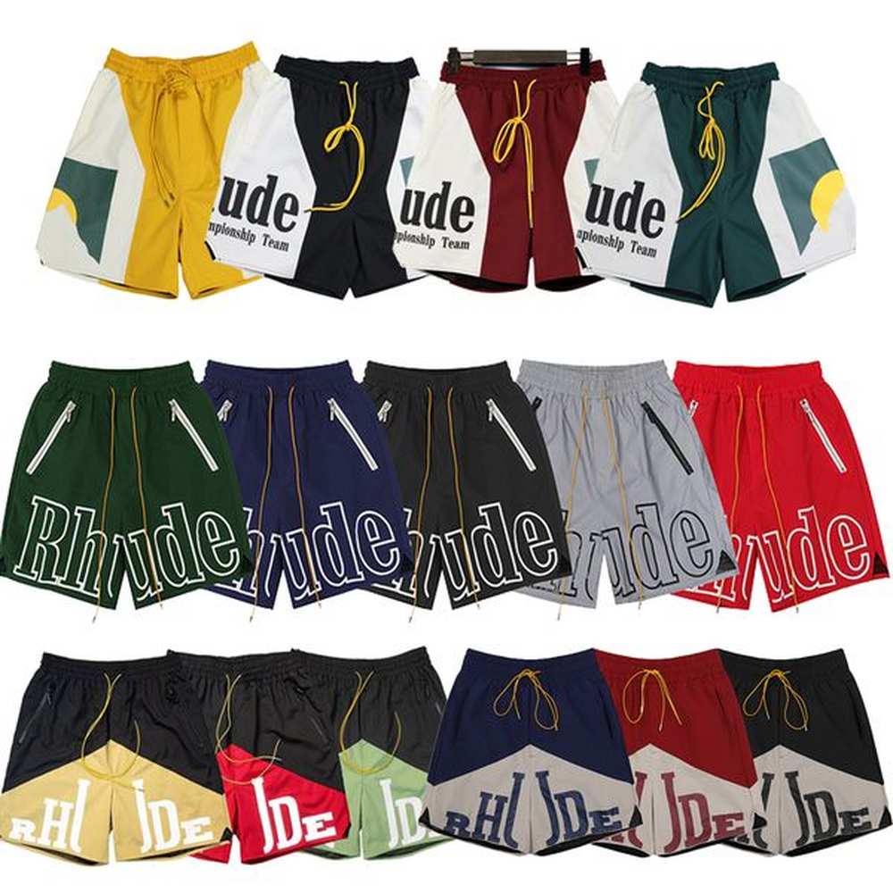 Designer Rhude Mens Shorts Summer Fashion Beach Pants Men High Quality Street Wear Red Blue Black Purple Pants Mens Loose Short size S-XL