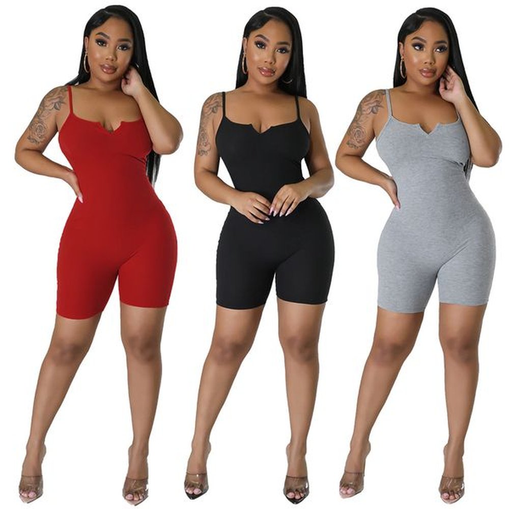 designer sexy ribbed rompers women summer sleeveless spaghetti straps