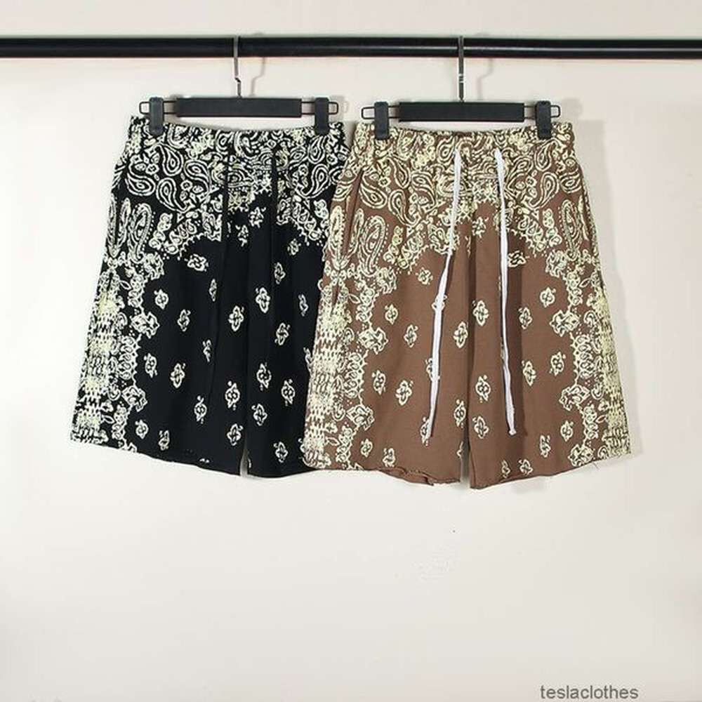 Designer Short Fashion Casual Clothing Beach shorts American High Street Cashew Flower Letter Sanskrit Pattern Drawstring Casual Ins Super H