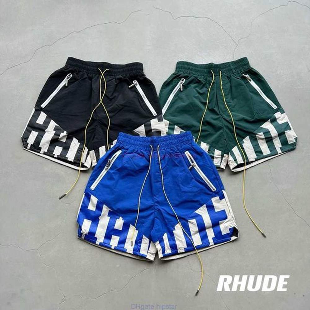 Designer Short Fashion Casual Clothing Beach shorts Canned Rhude 23fw High Street Heavy Industry Spliced Woven Shorts Couple Loose Capris Jo