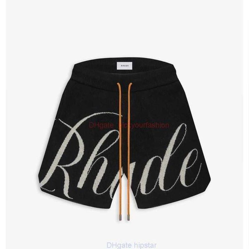 Designer Short Fashion Casual Clothing Beach shorts High Quality Rhude Classic Letter Jacquard Wool High Street Drawstring Loose Casual Shor