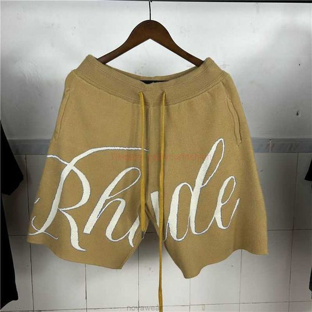 Designer Short Fashion Casual Clothing Beach shorts Rhude Knitted Letter Jacquard High Street American Shorts Mens Fog Fashion Brand Loose D