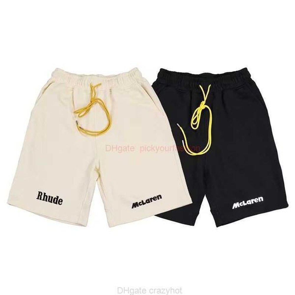 Designer Short Fashion Casual Clothing Beach shorts Rhude Mclaren Embroidery Letter Simple Solid Color Terry Pure Cotton Casual Loose Shorts