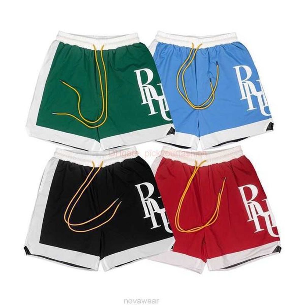 Designer Short Fashion Casual Clothing Beach shorts Rhude Summer New Colorblocking Large Print Shorts for Men Women Street Loose Casual Capr