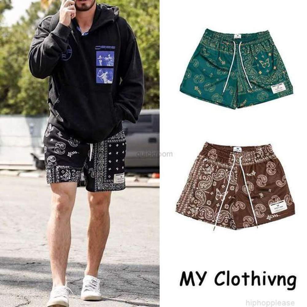 Designer Short Fashion Casual Clothing Loose Cashew Flower Sports Basketball Pants American Trendy Brand Ryok Rain Summer Men's and Wom