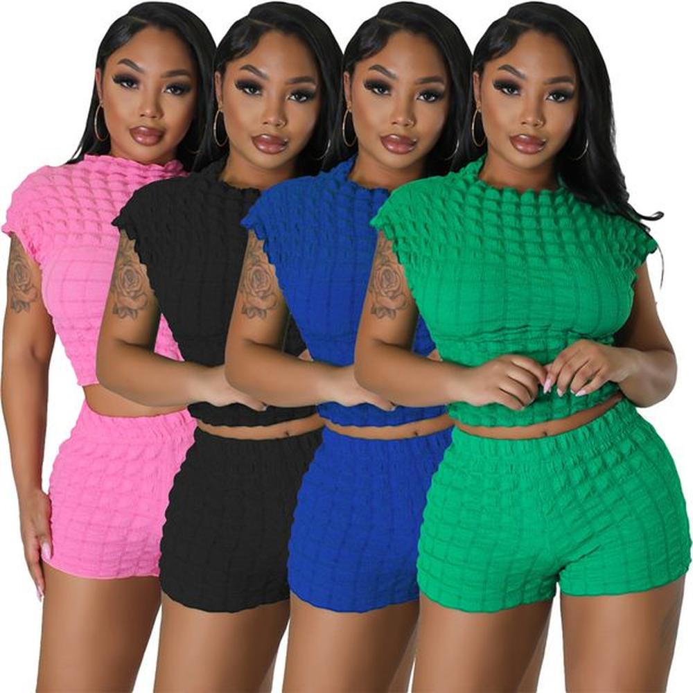 designer summer tracksuits two piece sets women bubble outfits sexy