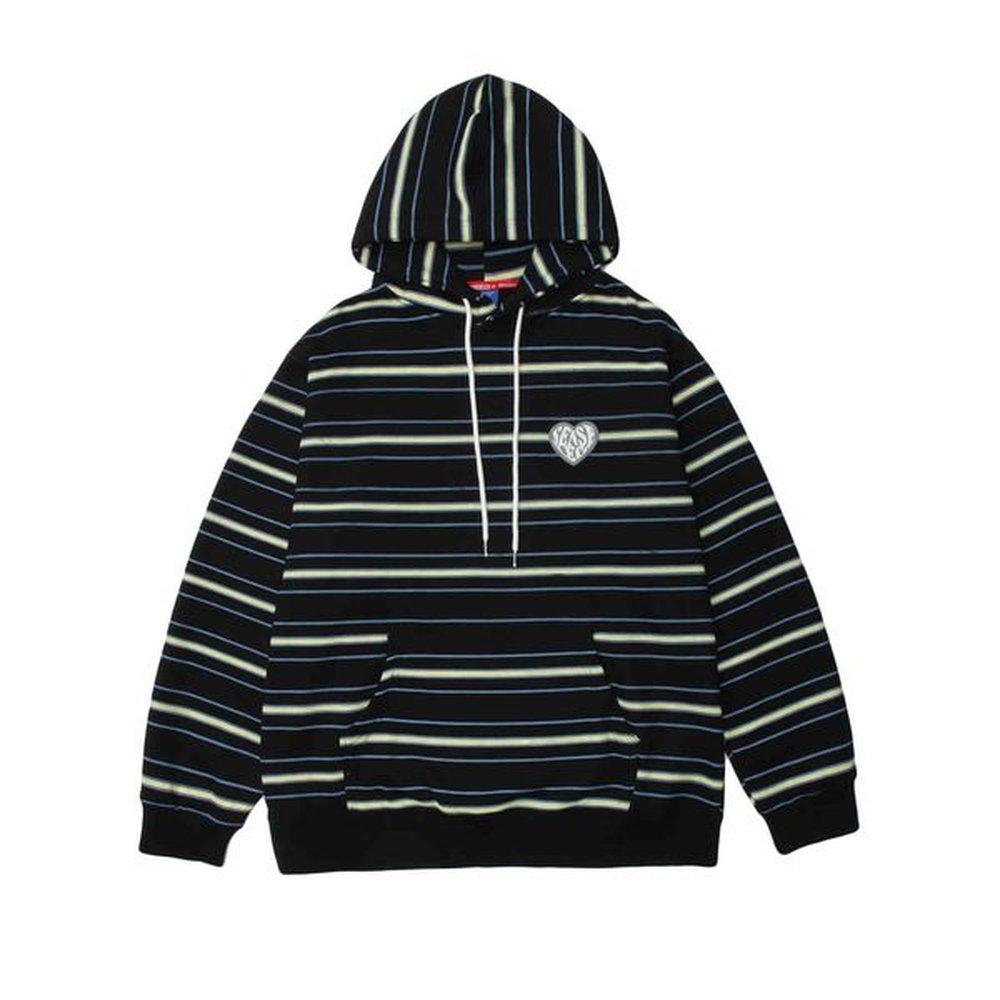 Designer sweater hoodie Guochao men's little love badge loose casual autumn and winter stripe Hooded Fleece sweater