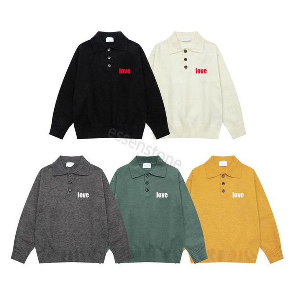 Designer sweater polo Mens Sweaters classic Love letter Paris Lapel neck Knitted sweater fashion womens niche couple polo sweater