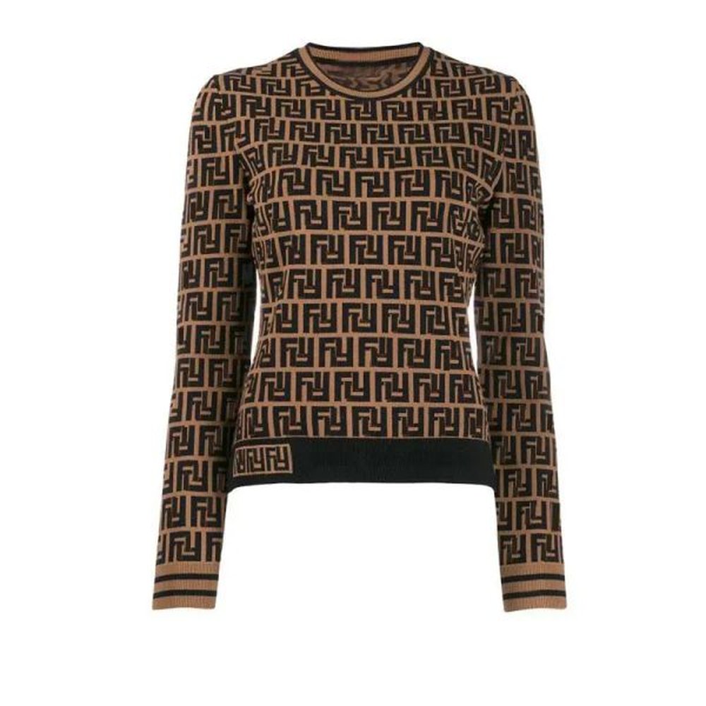 designer sweater women autumn round neck striped knit sweater fashion