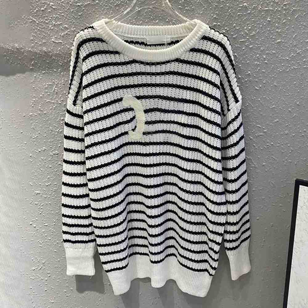 designer sweaters women stripe pullover jumper spring autumn lady long