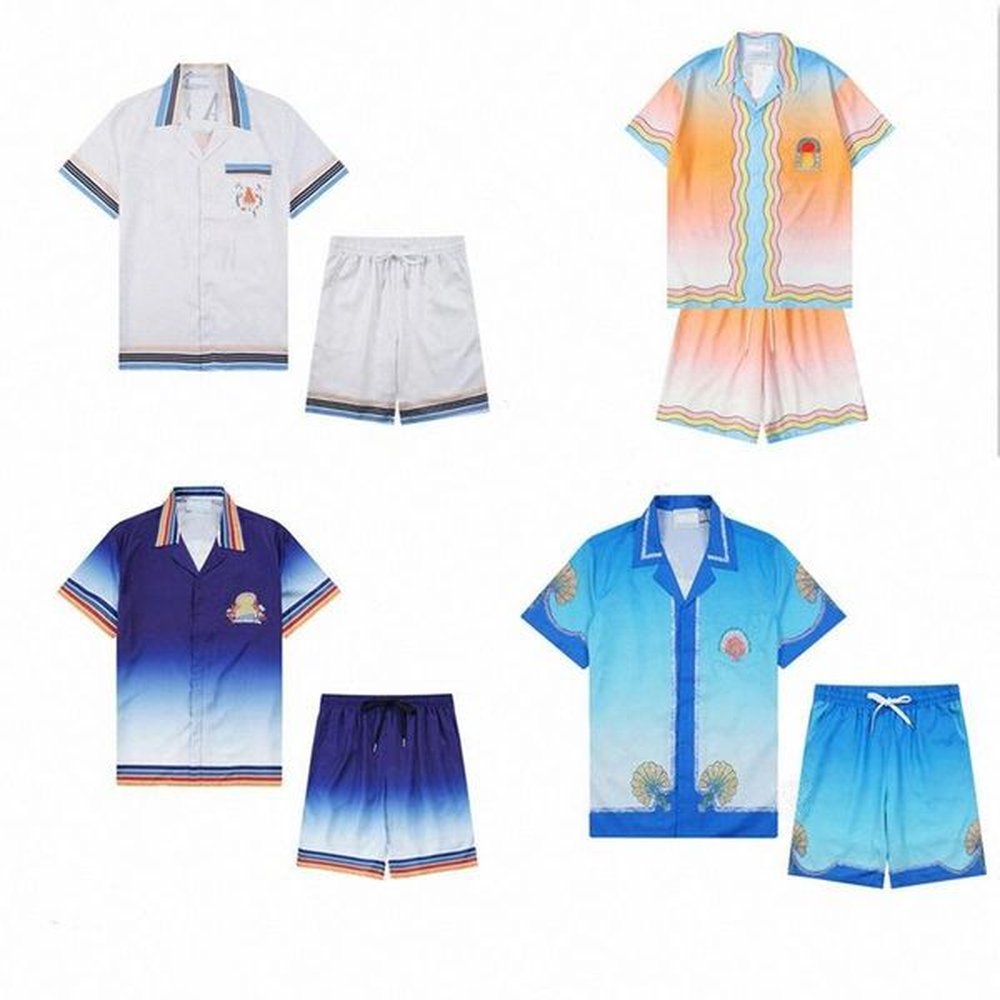 designer t shirt men shirts summer T-shirt and short hawaiian vacation tshirt suitt fashion flip collar beach mens colorful shirt prin ting
