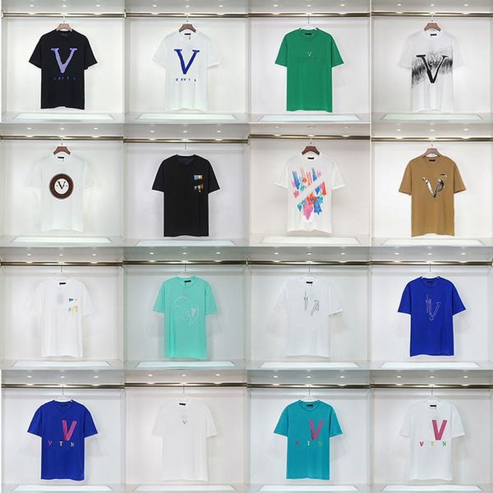 designer t shirt mens couple letter womens all-match clothes washed simple fabric printing colorful white fashion skin-friendly tee